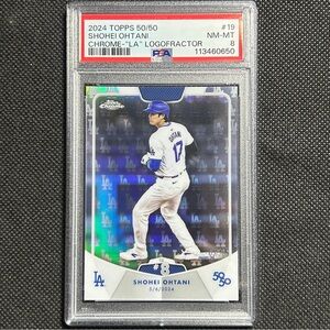 2024 Topps Chrome 50/50 Logofractor #19 /50 Shohei Ohtani PSA 8